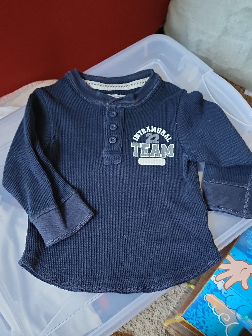 18-24 Months The Children's Place Navy Blue Long-Sleeve Thermal Henley Top f
